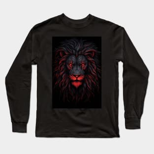 Lion In Red And Black Majestic Animals In Vibrant Colors Long Sleeve T-Shirt